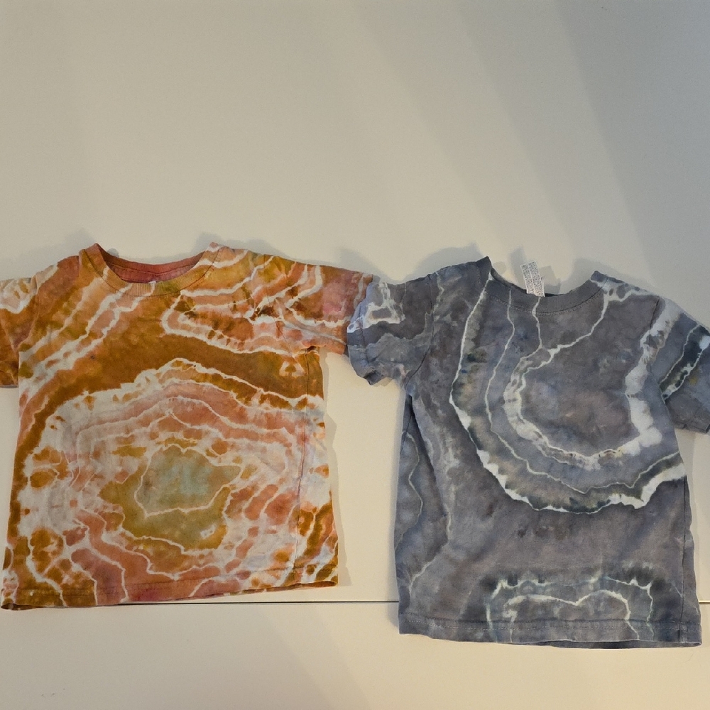 2T - Rabbit Skins Kids Custom Tie-Dye Tees - Orange and Gray
